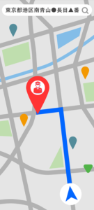 画像はイメージ。登録されている現場への経路地図がGoogleマップですぐに表示されます。